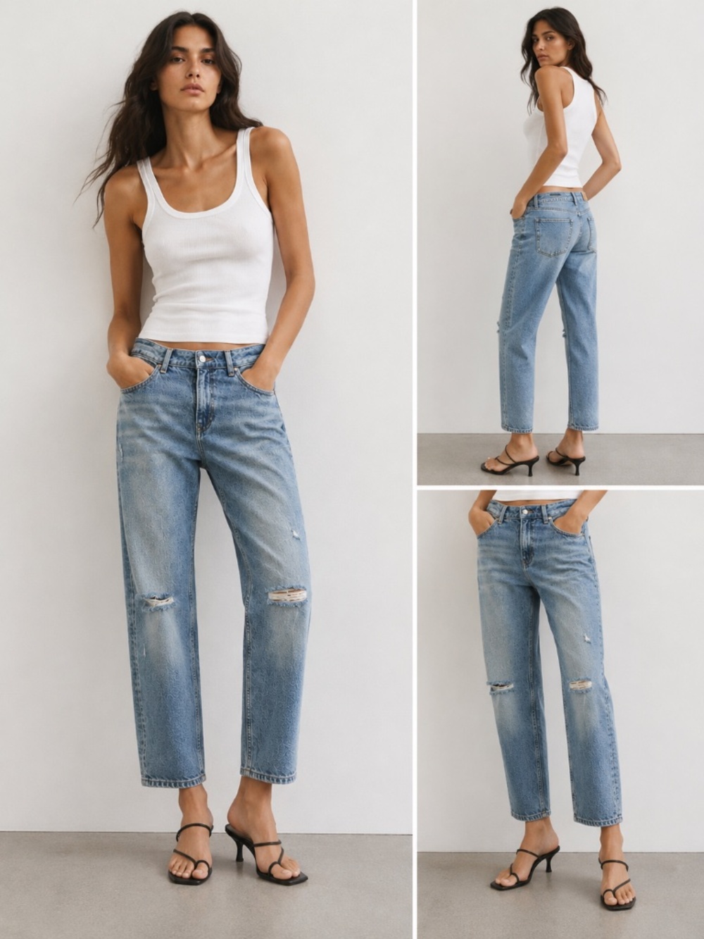 Zara Distressed Straight Leg Ankle Jeans
